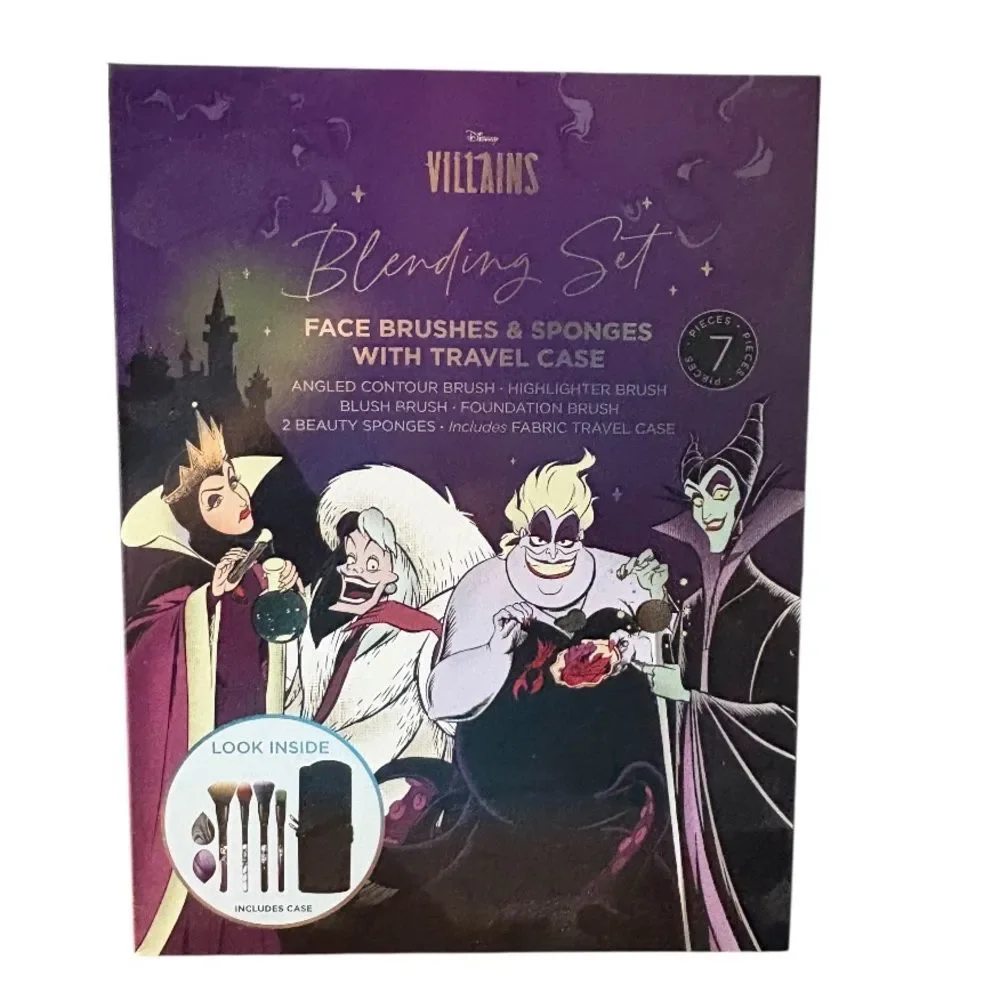 NEW Disney Villains Blending 7 piece Makeup Brush Set Ursula Cruella Maleficent